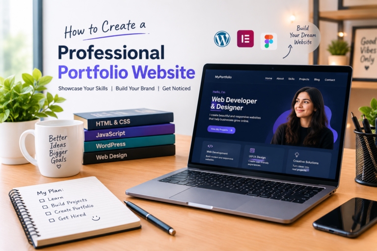 “Professional portfolio website design on a laptop