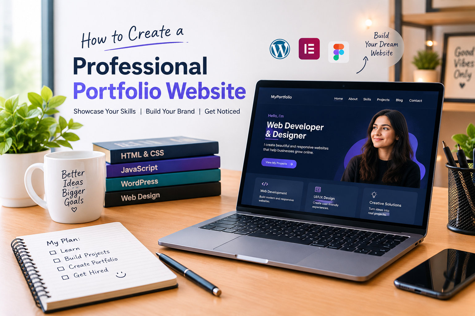 “Professional portfolio website design on a laptop